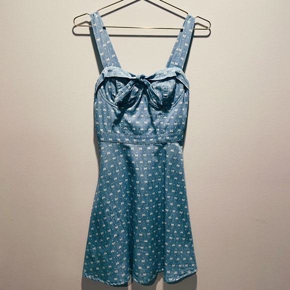 Charlotte Russe Denim Bow Patterned Sundress - Picture 2 of 5
